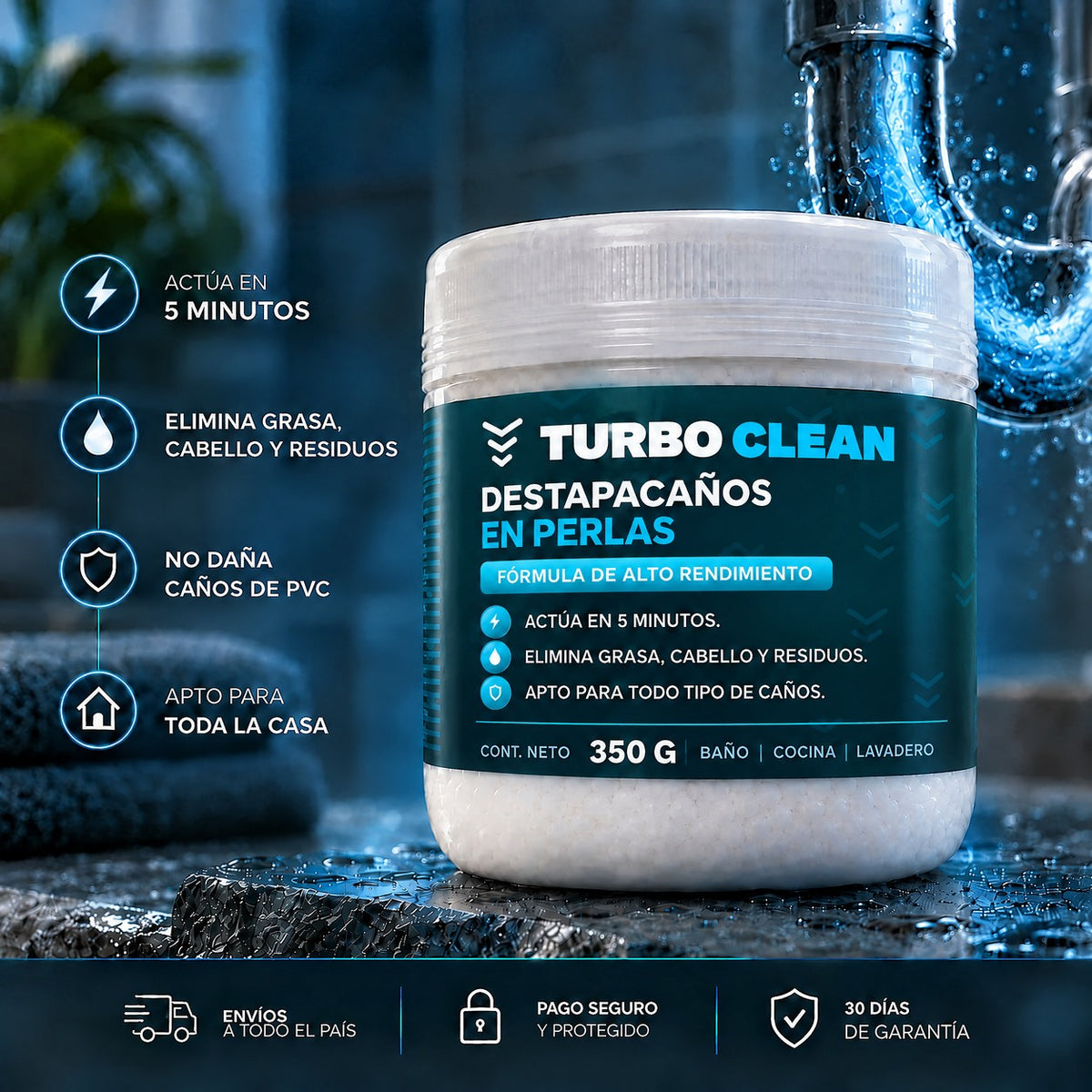 TurboClean destapacaños en perlas 350 g