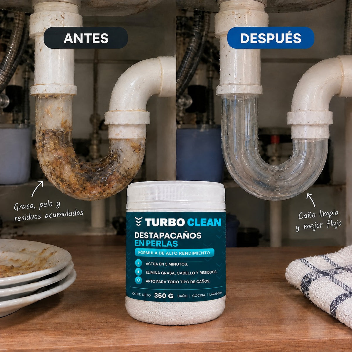 TurboClean destapacaños en perlas 350 g